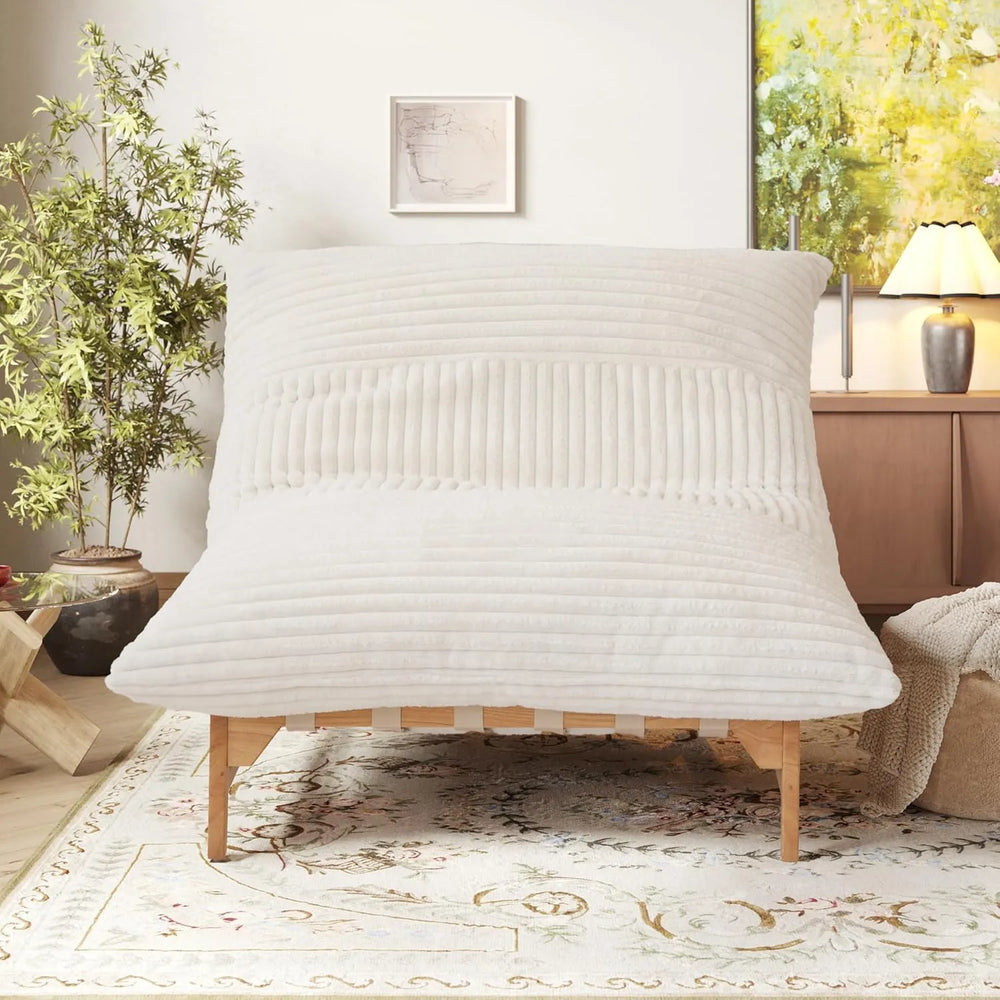 Pillow Lazy Sofas | 47-Inch Plush Pillow Accent Chair Solid Wood Frame - Beige