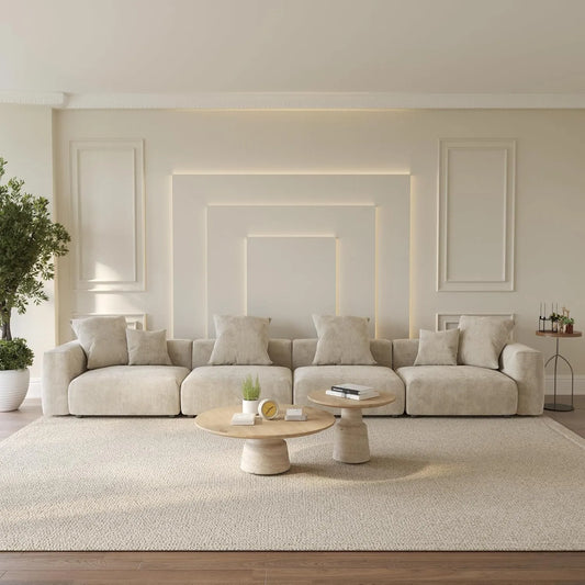 Matrix Modern Modular Sofas | Beige Corduroy Couch Sectionals 4-seaters