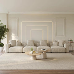 Matrix Modern Modular Sofas | Beige Corduroy Couch Sectionals 4-seaters