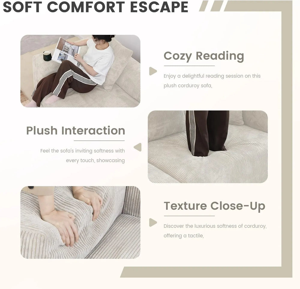 Matrix Modern Modular Sofas | Beige Corduroy Ottomans
