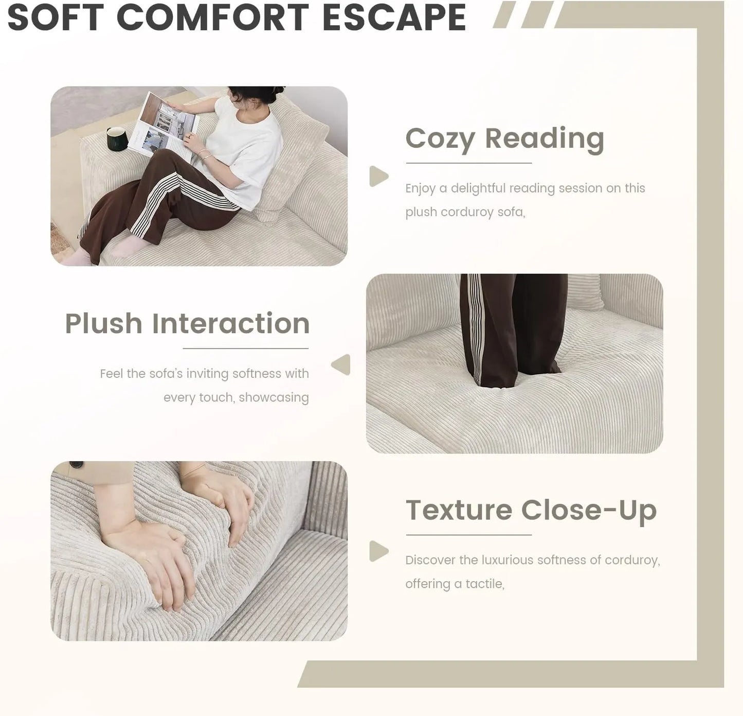 Matrix Modern Modular Sofas | Beige Corduroy Ottomans