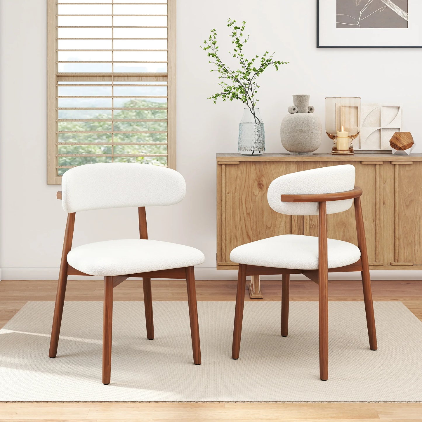 Arctic Curved Back Dining Chair | Walnut Back Set of 2
