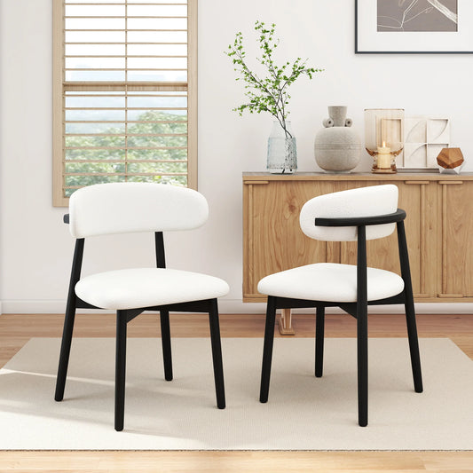 Arctic Curved Back Dining Chair | White Bouclé Set of 2