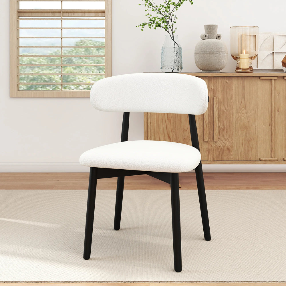 Arctic Curved Back Dining Chair | White Bouclé Set of 2