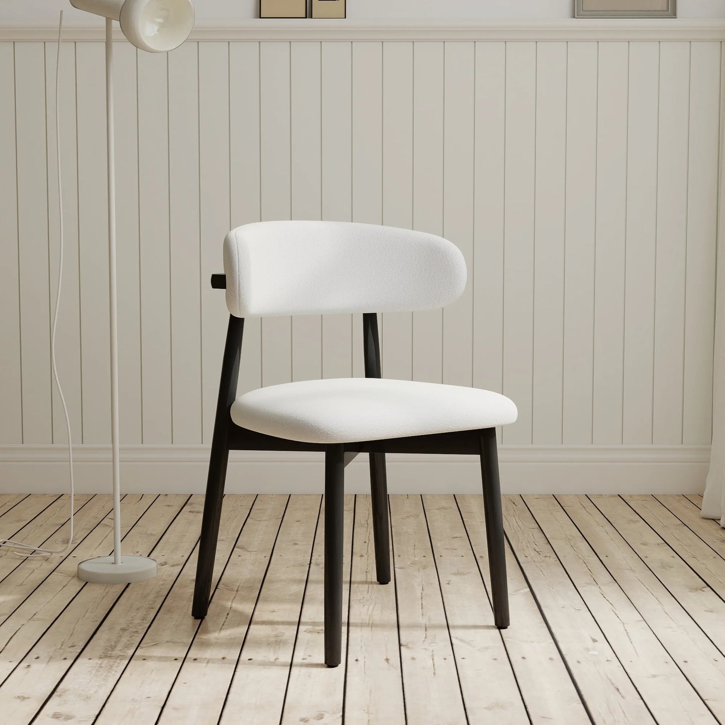 Arctic Curved Back Dining Chair | White Bouclé Set of 2