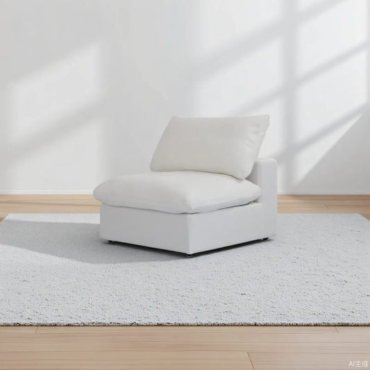 Deluxe Premium Cloud Sectional Sofas | White Cotton and Linen Armless Single Sofa 1-seater