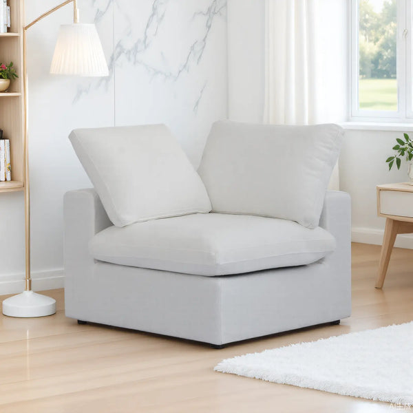 Deluxe Premium Cloud Sectional Sofas | 1-Piece White Cotton and Linen Armless Single Sofa 1-seater
