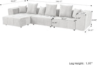Matrix Classic Modular Sofas | White Cotton and Linen Couch Sectionals 3-seaters with 1 Ottoman