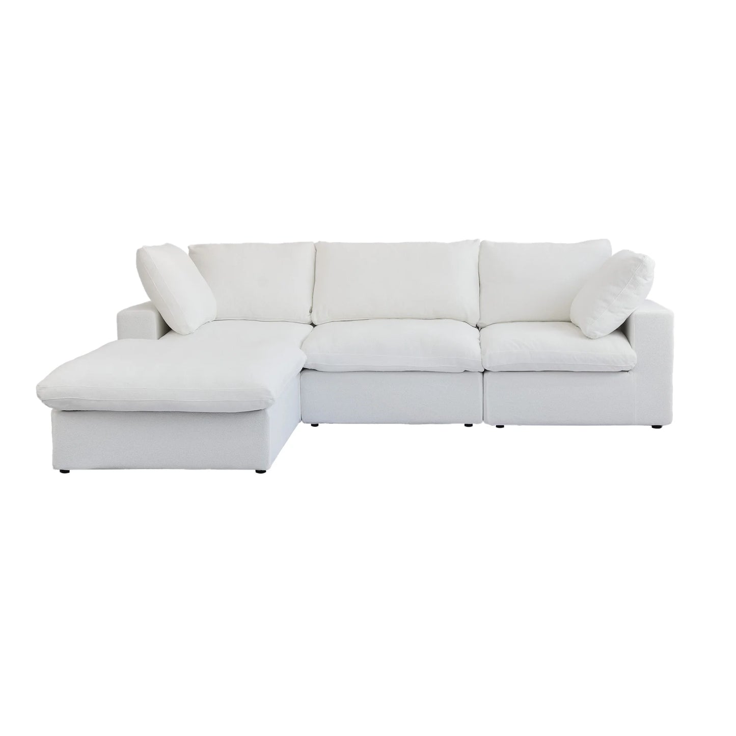Deluxe Premium Cloud Sectional Sofas Covers | White Cotton and Linen Sofa Cover for 3-Seater With Ottoman
