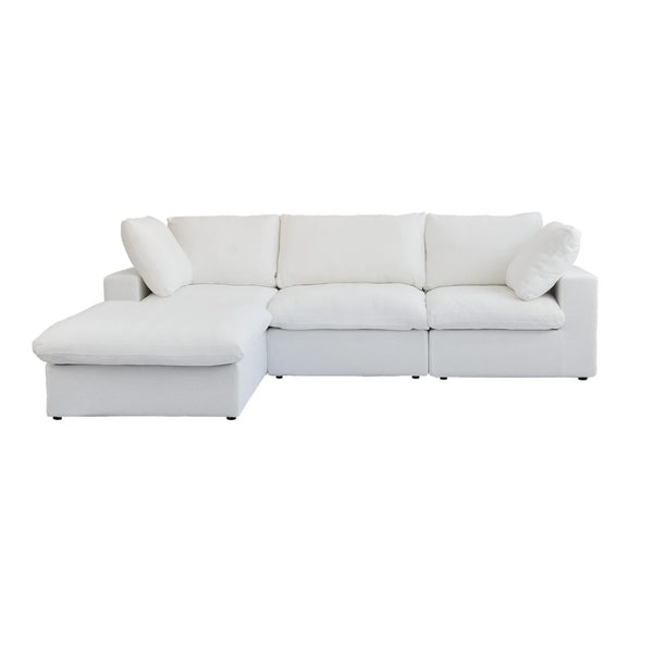 Deluxe Premium Cloud Sectional Sofas Covers | White Cotton and Linen Sofa Cover for 3-Seater With Ottoman
