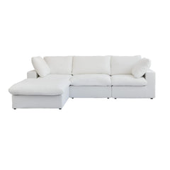 Deluxe Premium Cloud Sectional Sofas Covers | White Cotton and Linen Sofa Cover for 3-Seater With Ottoman