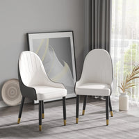 Vegan Full Back Dining Chair | White PU Leather Set of 2