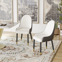 Vegan Full Back Dining Chair | White PU Leather Set of 2