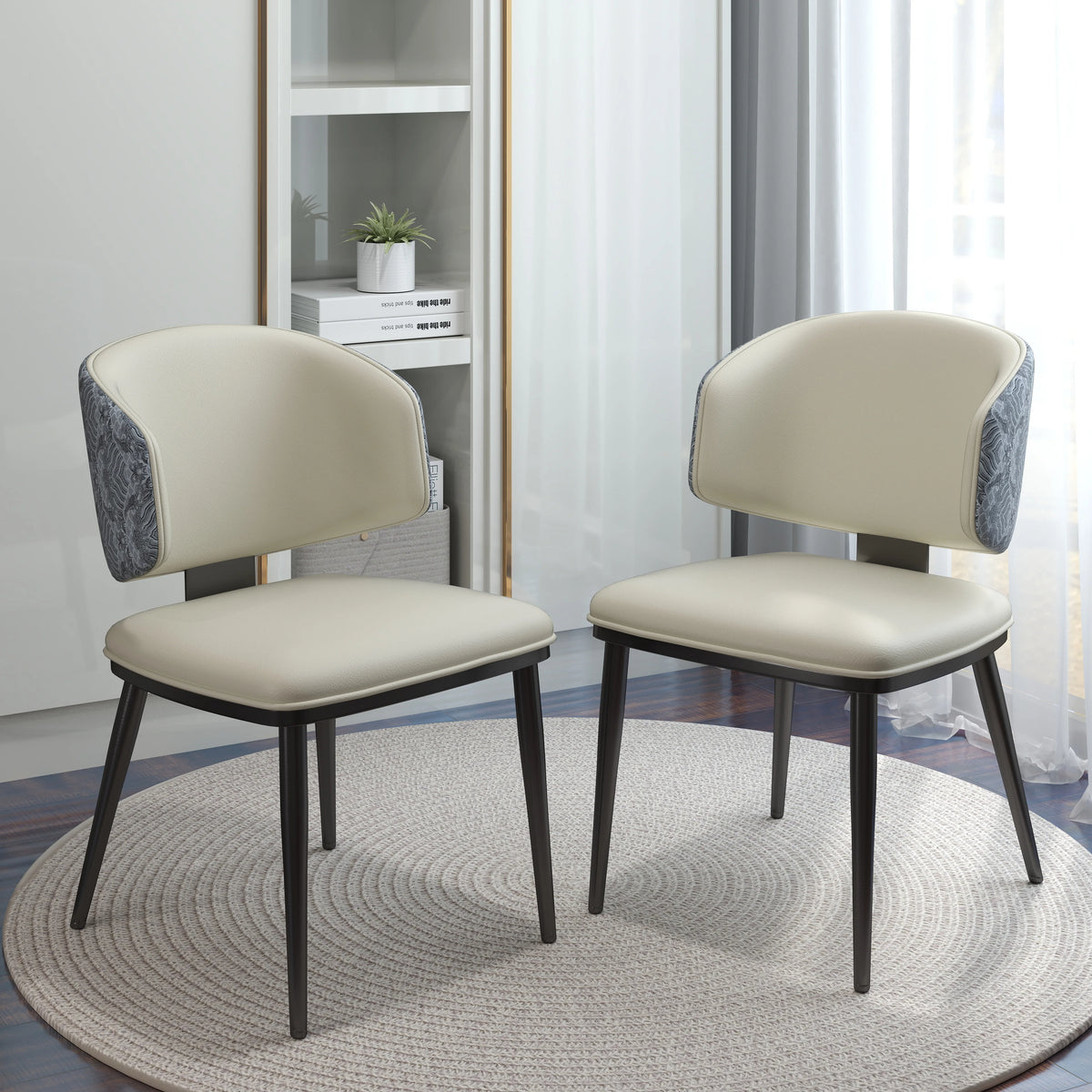 Vegan Wing Back Dining Chair | White PU Leather Set of 2