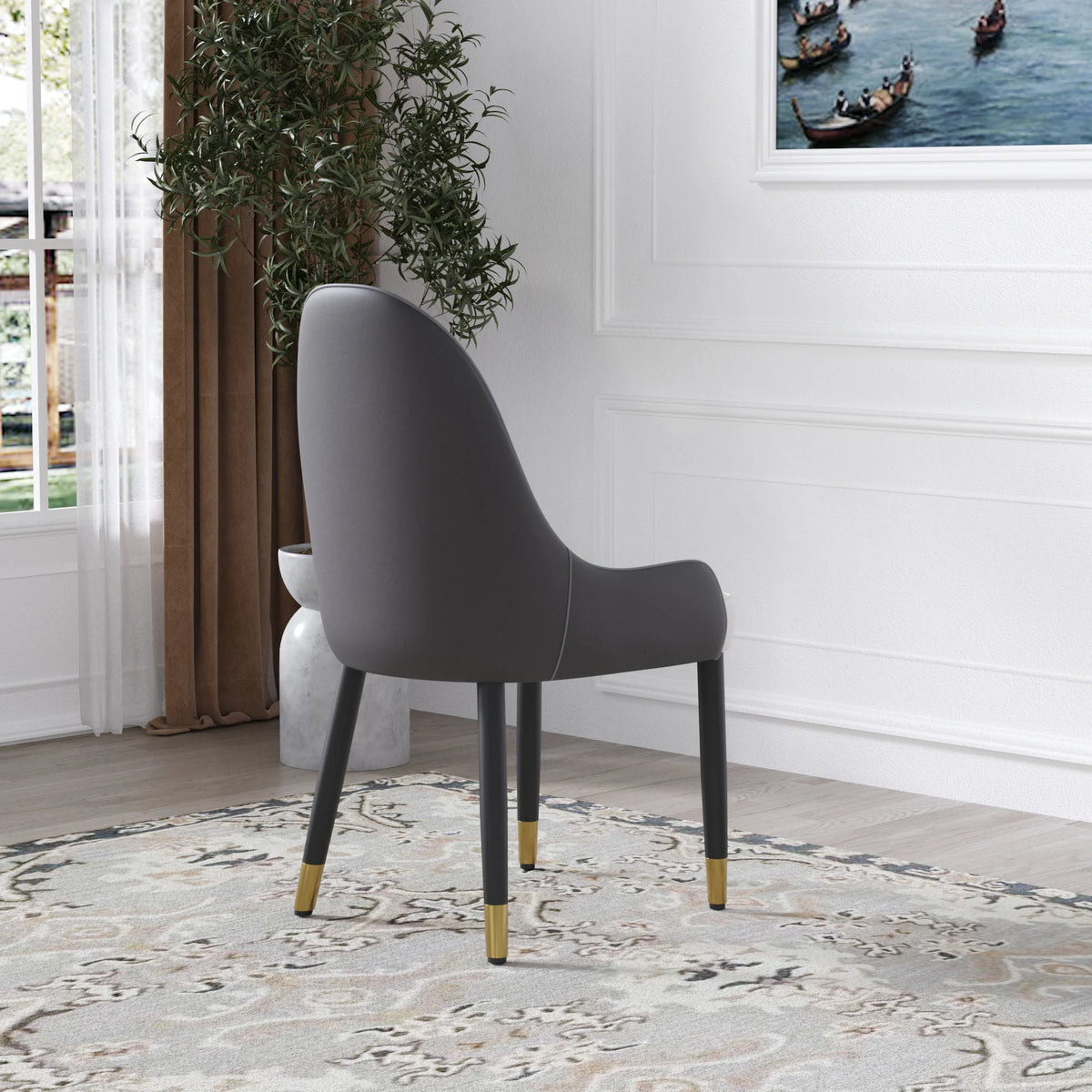 Vegan Full Back Dining Chair | White PU Leather Set of 2