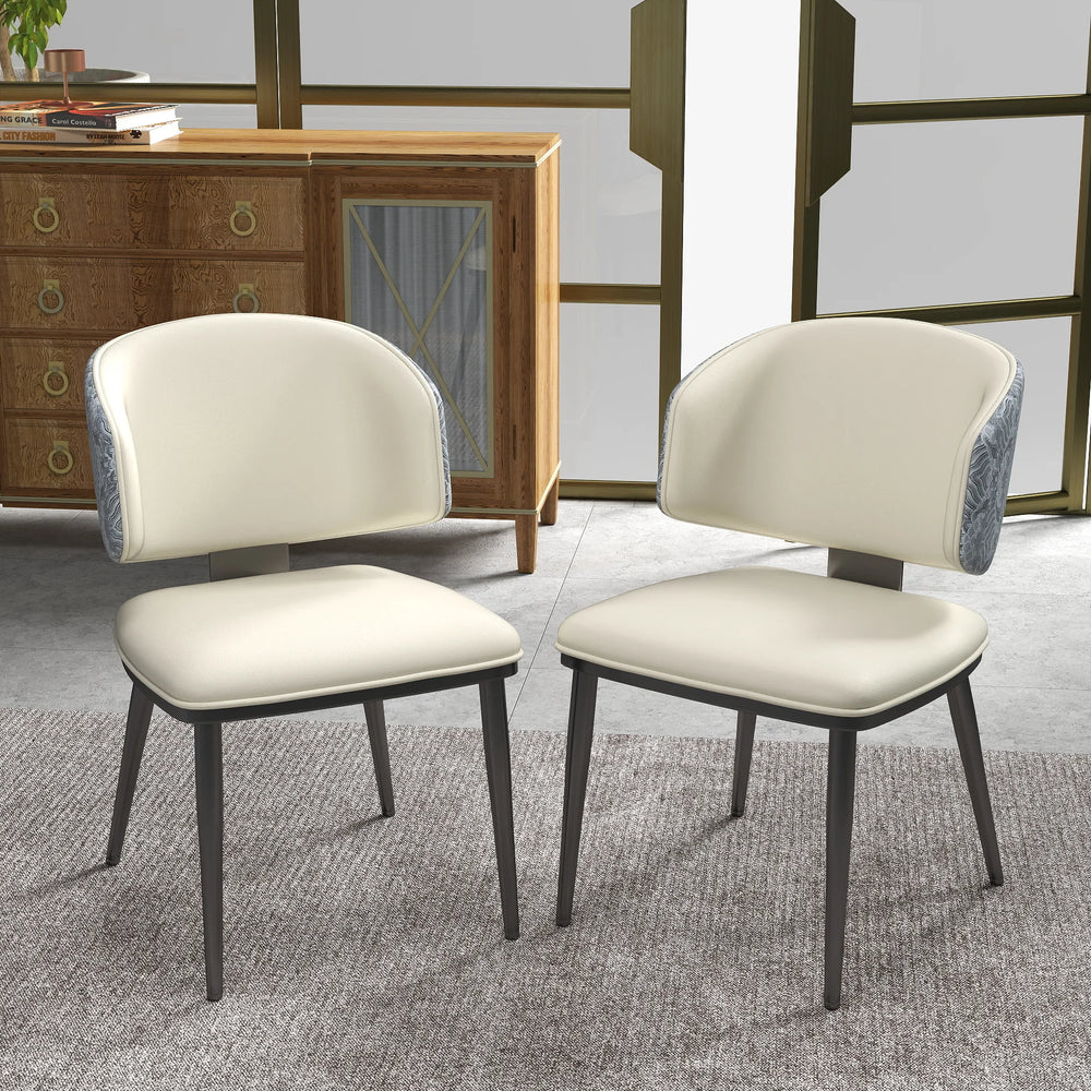Vegan Wing Back Dining Chair | White PU Leather Set of 2
