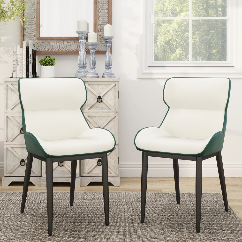 Vegan Full Back Dining Chair | White Seat Set of 2