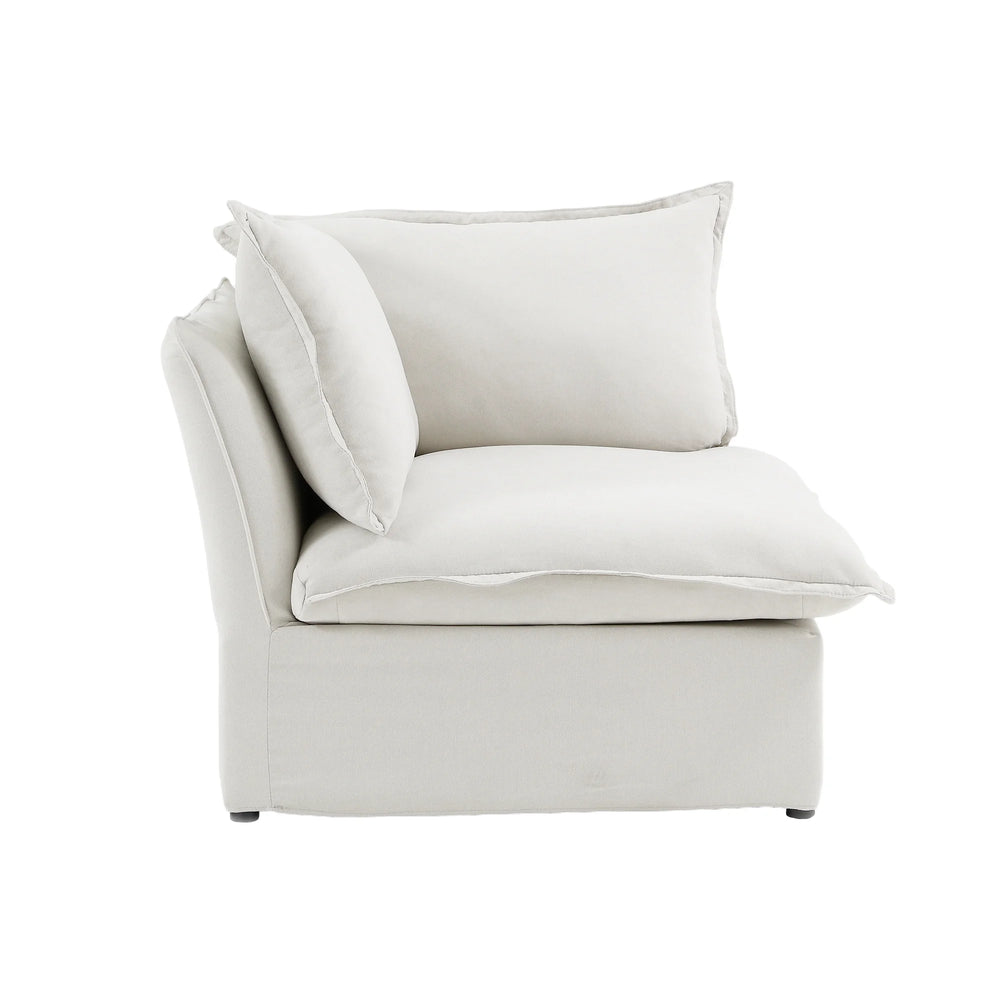 Deluxe Linen Cloud Sectional Sofas Covers | White Sofa Covers for Right Armrest Seat