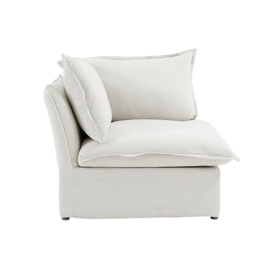 Deluxe Linen Cloud Sectional Sofas Covers | White Sofa Covers for Right Armrest Seat
