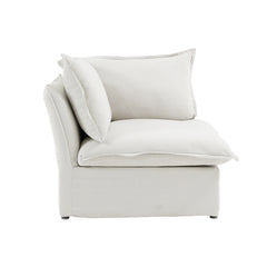 Deluxe Linen Cloud Sectional Sofas Covers | White Sofa Covers for Right Armrest Seat