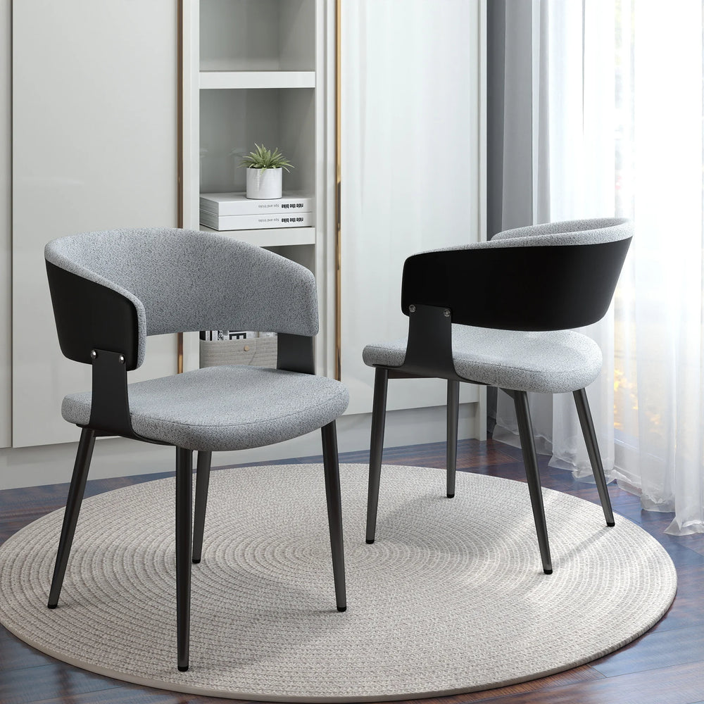 Nordic Low Back Dining Chair | White Teddy Velvet Set of 2