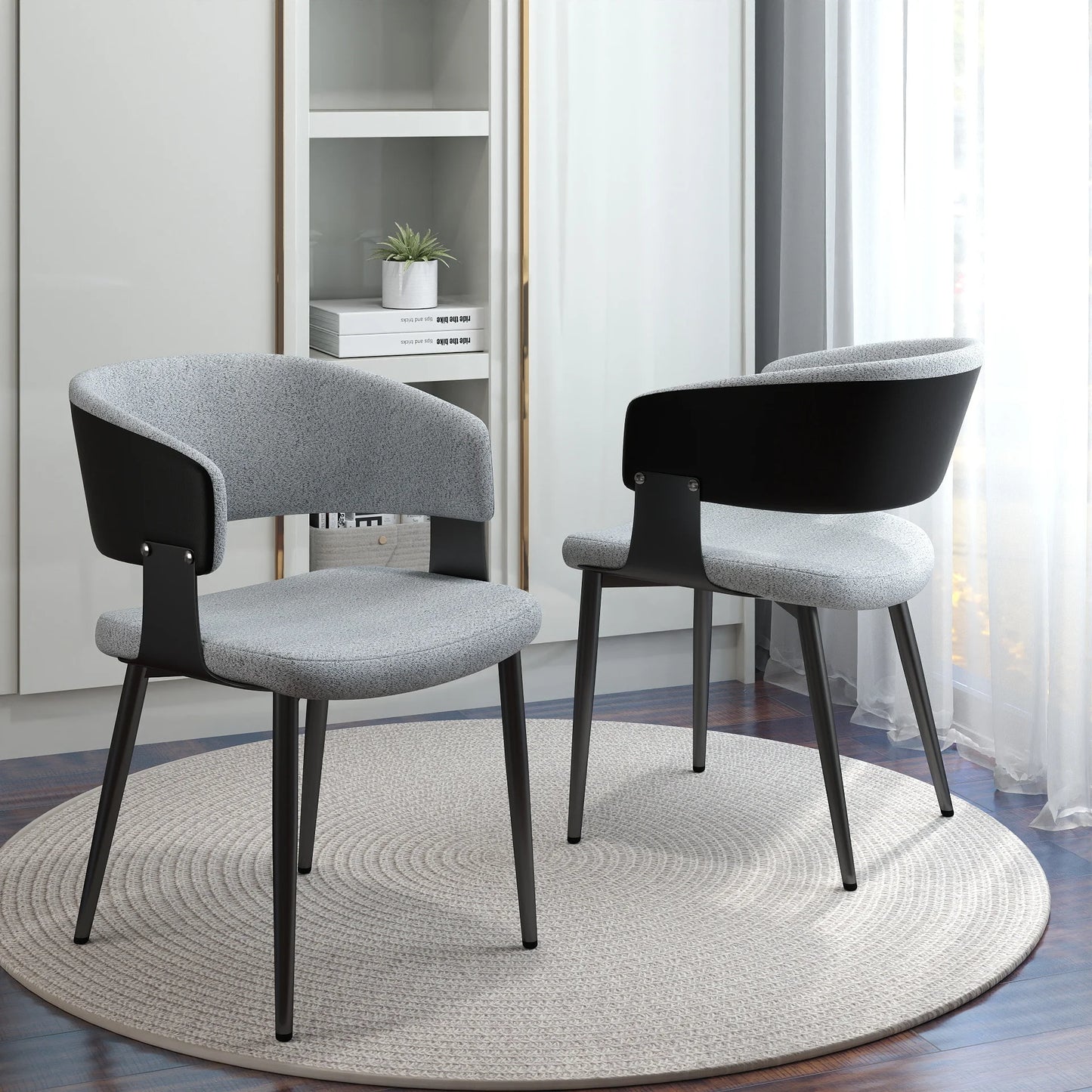 Nordic Low Back Dining Chair | White Teddy Velvet Set of 2