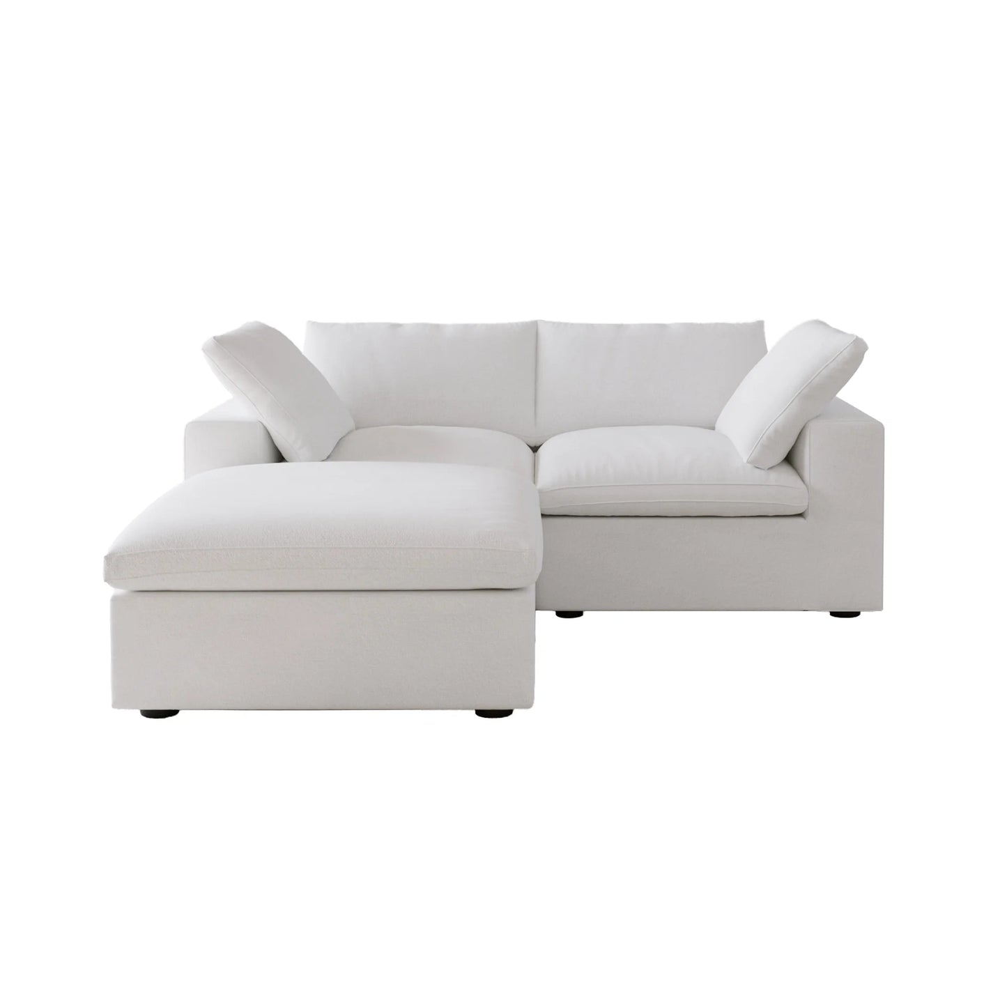 Deluxe Premium Cloud Sectional Sofas Covers | White Cotton and Linen Sofa Cover for 2-Seater With Ottoman