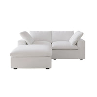 Deluxe Premium Cloud Sectional Sofas Covers | White Cotton and Linen Sofa Cover for 2-Seater With Ottoman
