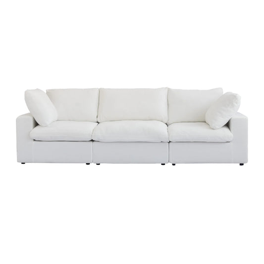 Deluxe Premium Cloud Sectional Sofas Covers | White Cotton and Linen Sofa Cover for 3-Seater