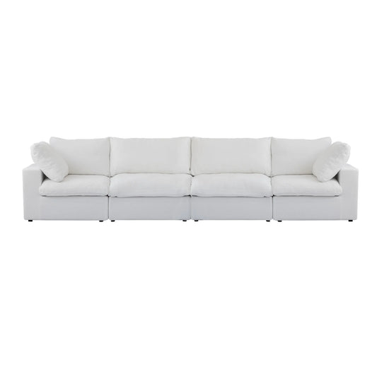 Deluxe Premium Cloud Sectional Sofas Covers | White Cotton and Linen Sofa Cover for 4-Seater