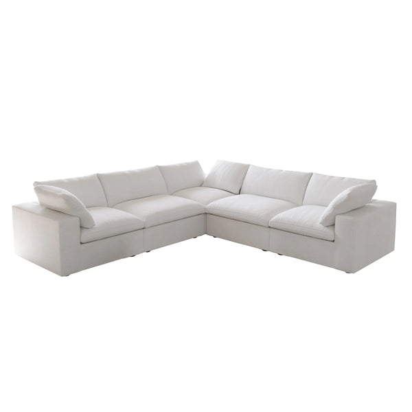 Deluxe Premium Cloud Sectional Sofas Covers | White Cotton and Linen Sofa Cover for 5-Seater