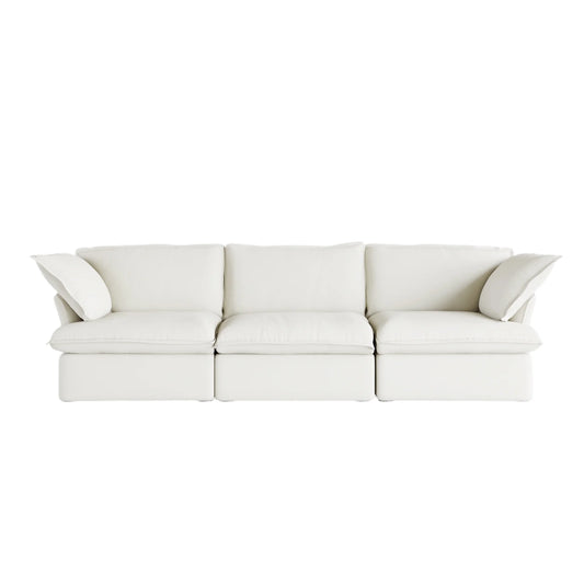 Deluxe Linen Cloud Sectional Sofas Covers | White Cotton and Linen Sofa Covers for 3-Seater