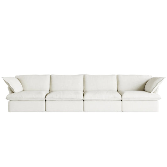 Deluxe Linen Cloud Sectional Sofas Covers | White Cotton and Linen Sofa Covers for 4-Seater