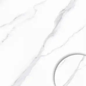 Marbella Sintered Stone Dining Table | 59" White Gloss Round With Lazy Susan Turntable