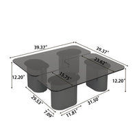 Zenith Glass Coffee Table | 40" Gray Square With 4 Legs