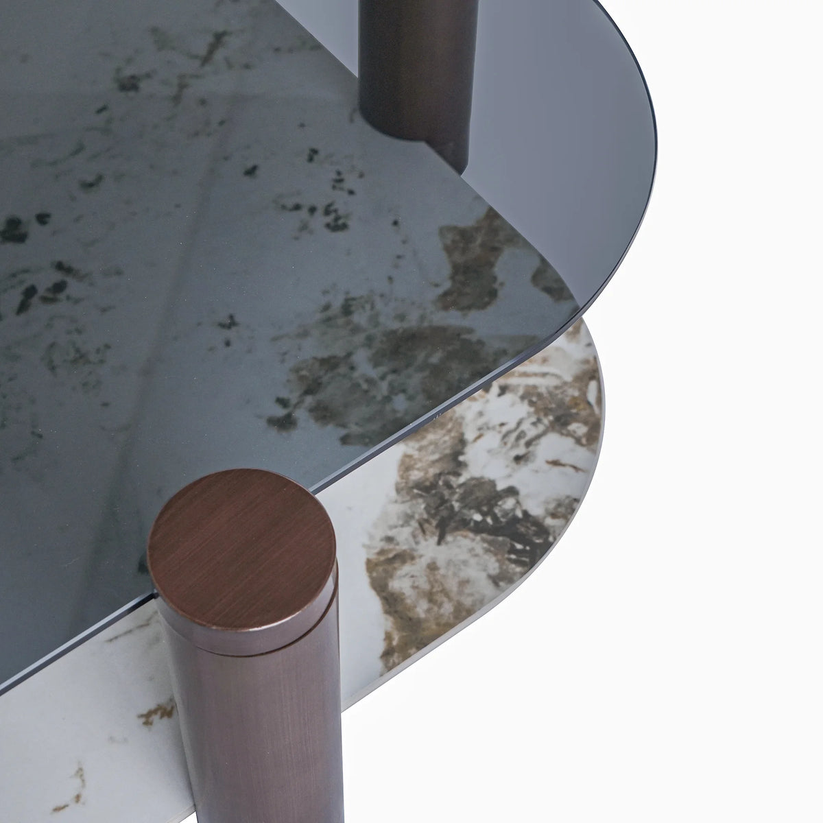 Zenith Glass Coffee Table | 36" Copper Square With Storage Shelf