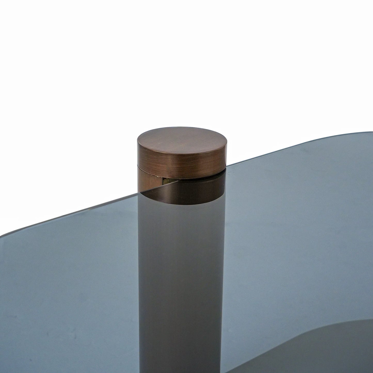 Zenith Glass Coffee Table | 36" Copper Square With Storage Shelf