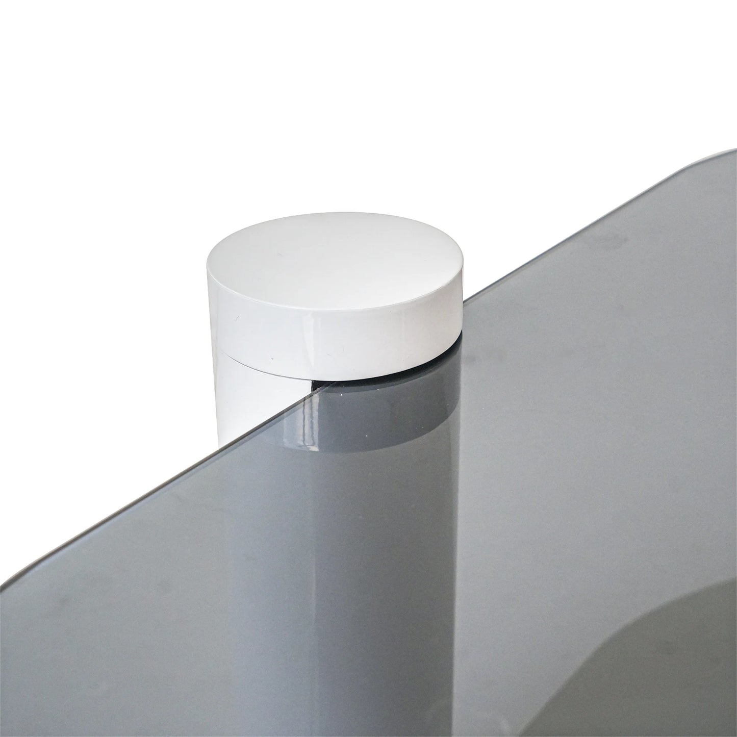 Zenith Glass Coffee Table | 36" Ivory Square With Storage Shelf