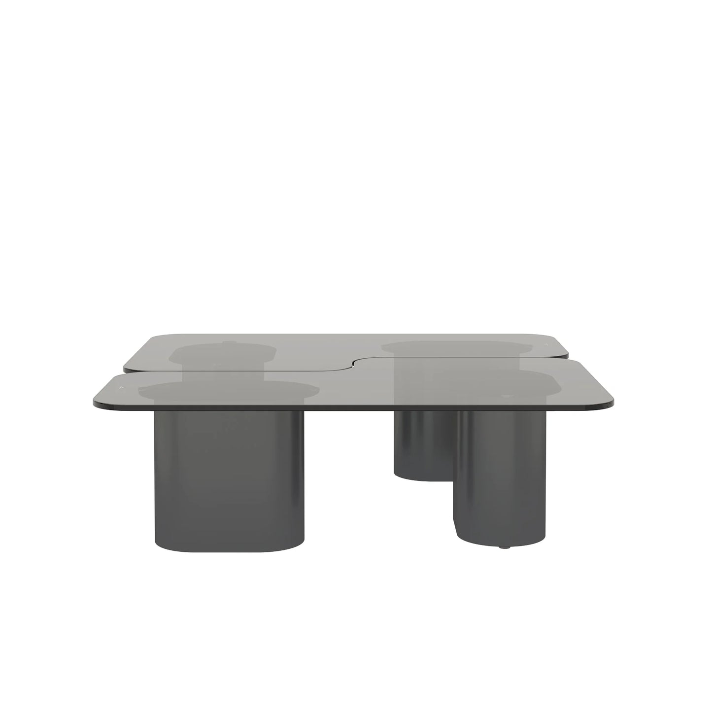 Zenith Glass Coffee Table | 40" Gray Square With 4 Legs
