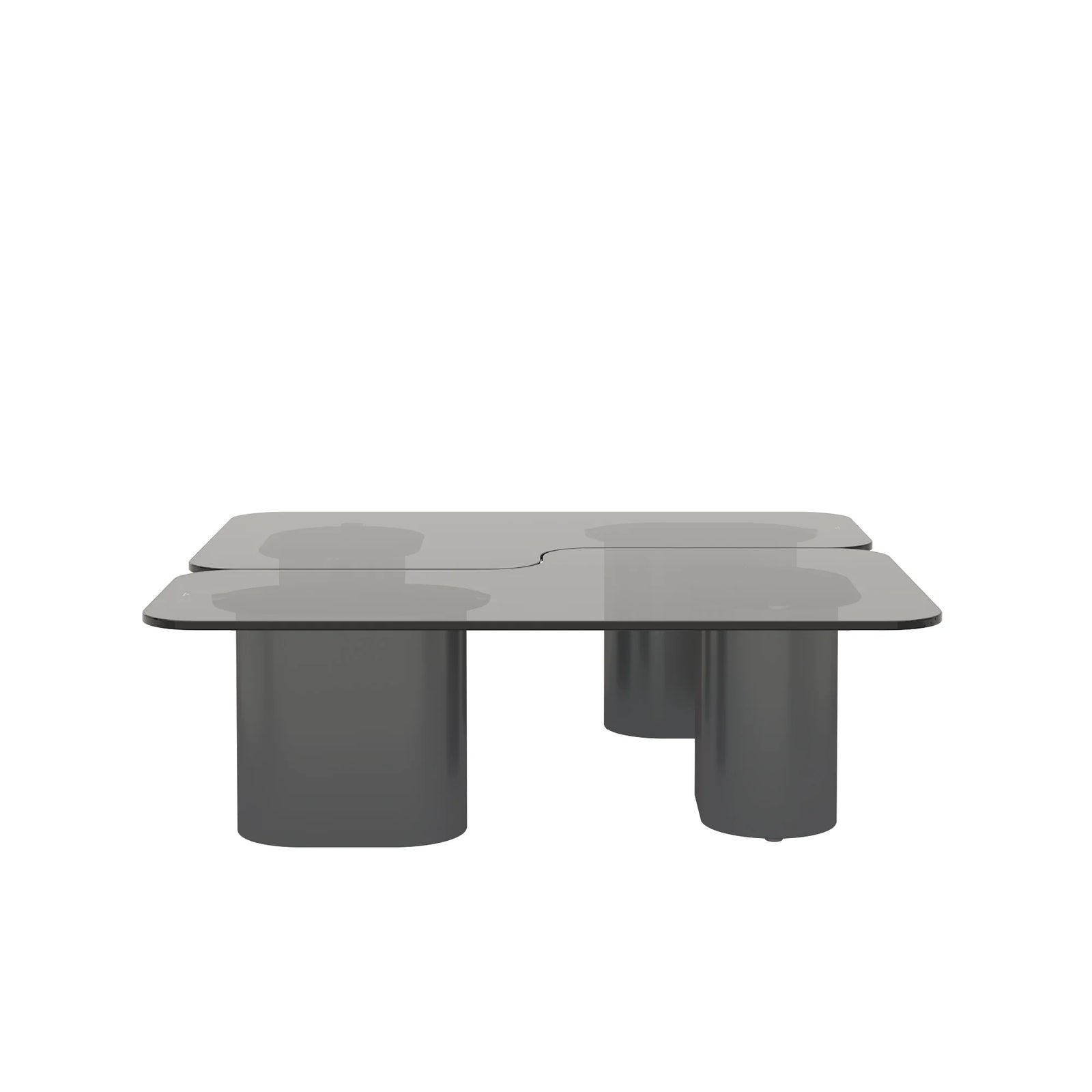 Zenith Glass Coffee Table | 40" Gray Square With 4 Legs