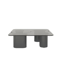 Zenith Glass Coffee Table | 40" Gray Square With 4 Legs