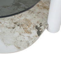 Zenith Glass Coffee Table | 36" Ivory Square With Storage Shelf