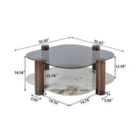Zenith Glass Coffee Table | 36" Copper Square With Storage Shelf