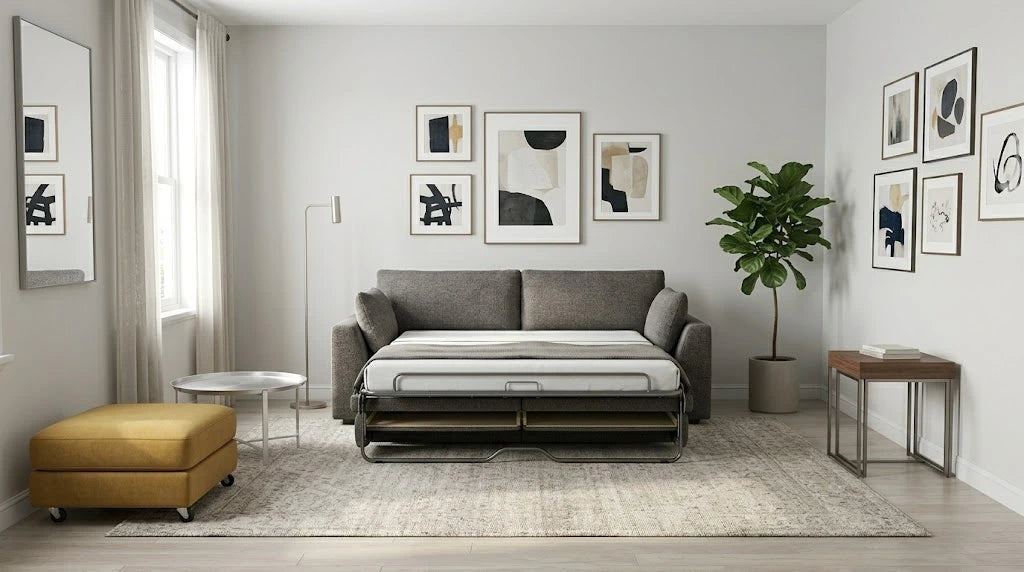 a picture of Guest-Hosting Apartment layout ideas with Sofa Beds