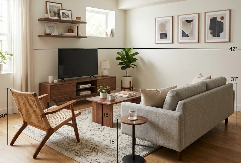 a picture of Low-Ceiling or Visually Heavy Room layout ideas