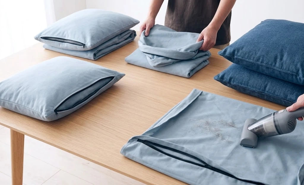 a picture of Sorting and Preparing Washable Sofa Covers