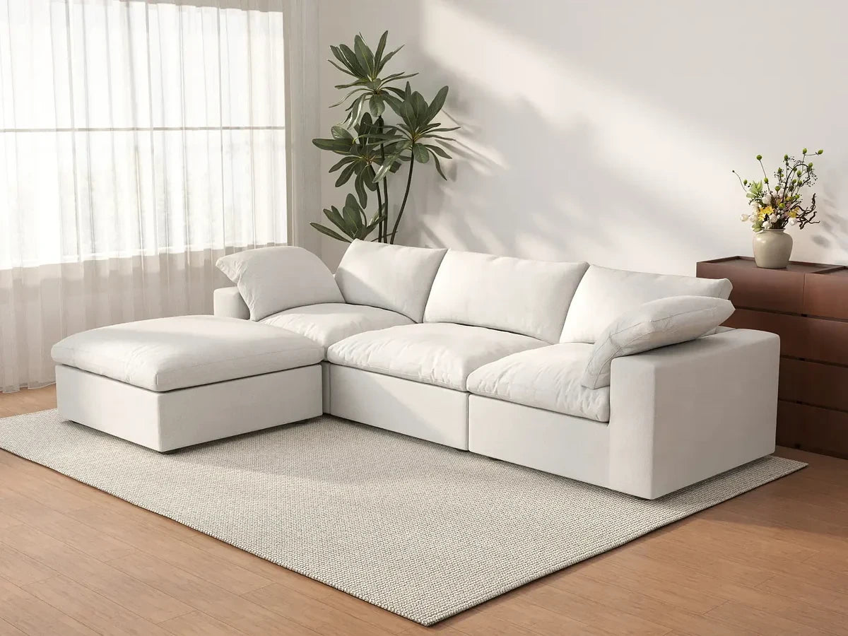 a picture of a 4 piece washable sectional sofa in a living room