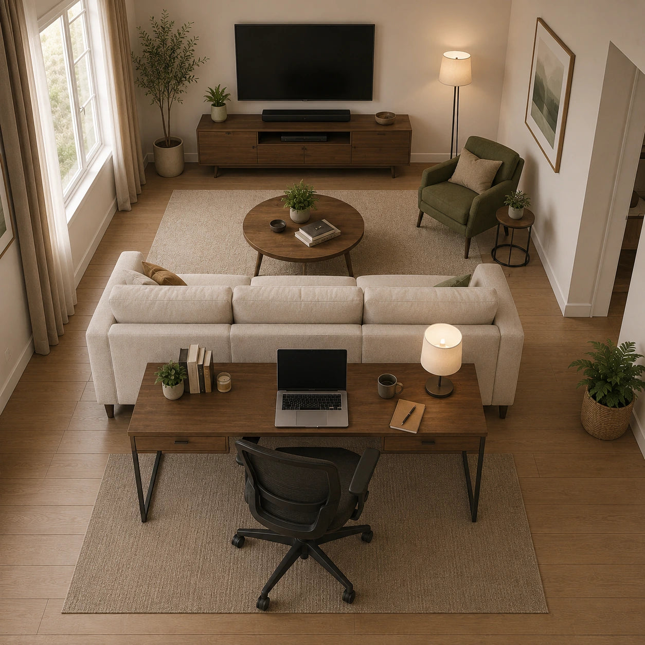 a picture of living-room office combo ideas