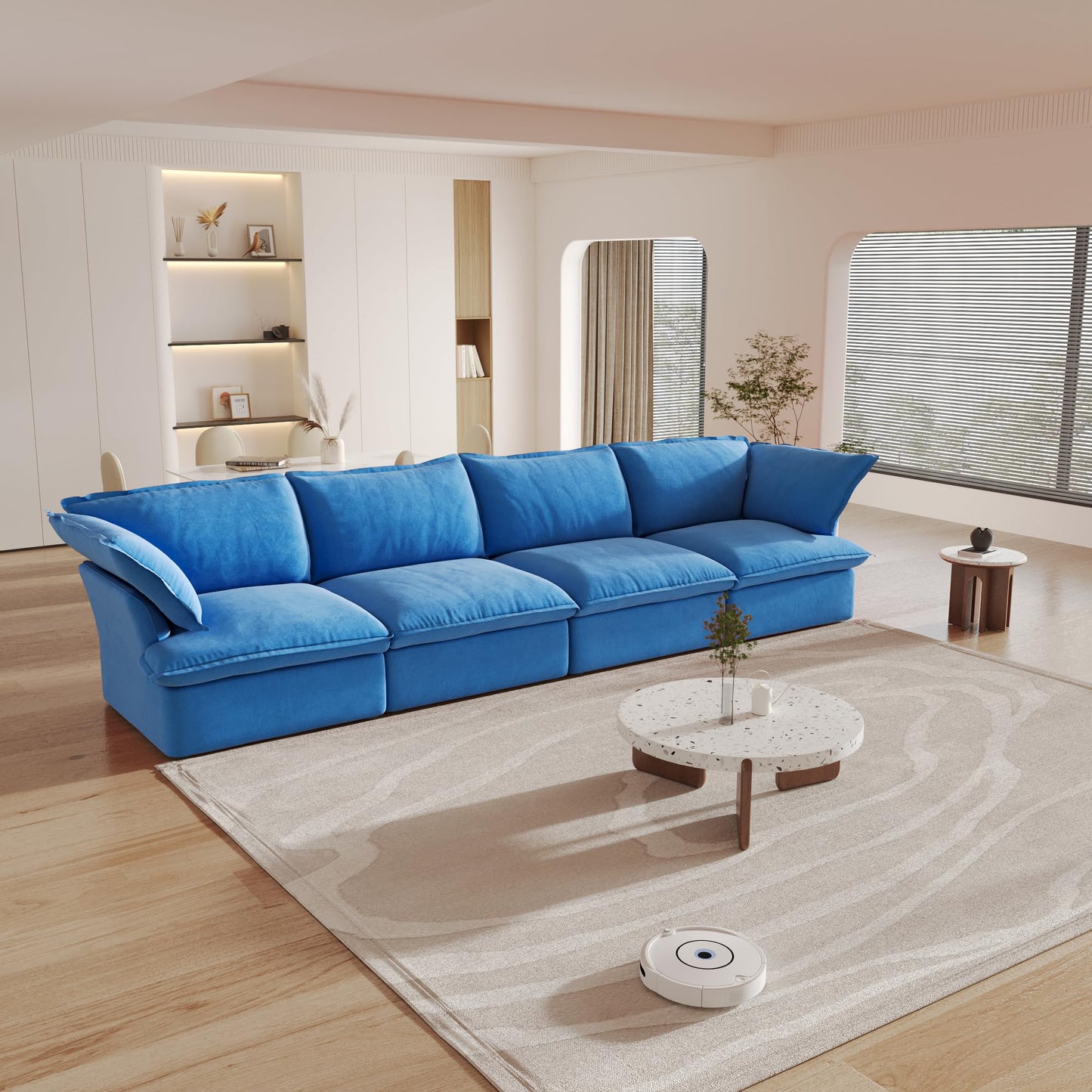 Sectional Couches for Living Room,82.66" Cloud Modular Sectional Sofa, Velvet Deep Couch,Cushion Covers Removable &amp; Replaceable,LoveSofa,Blue