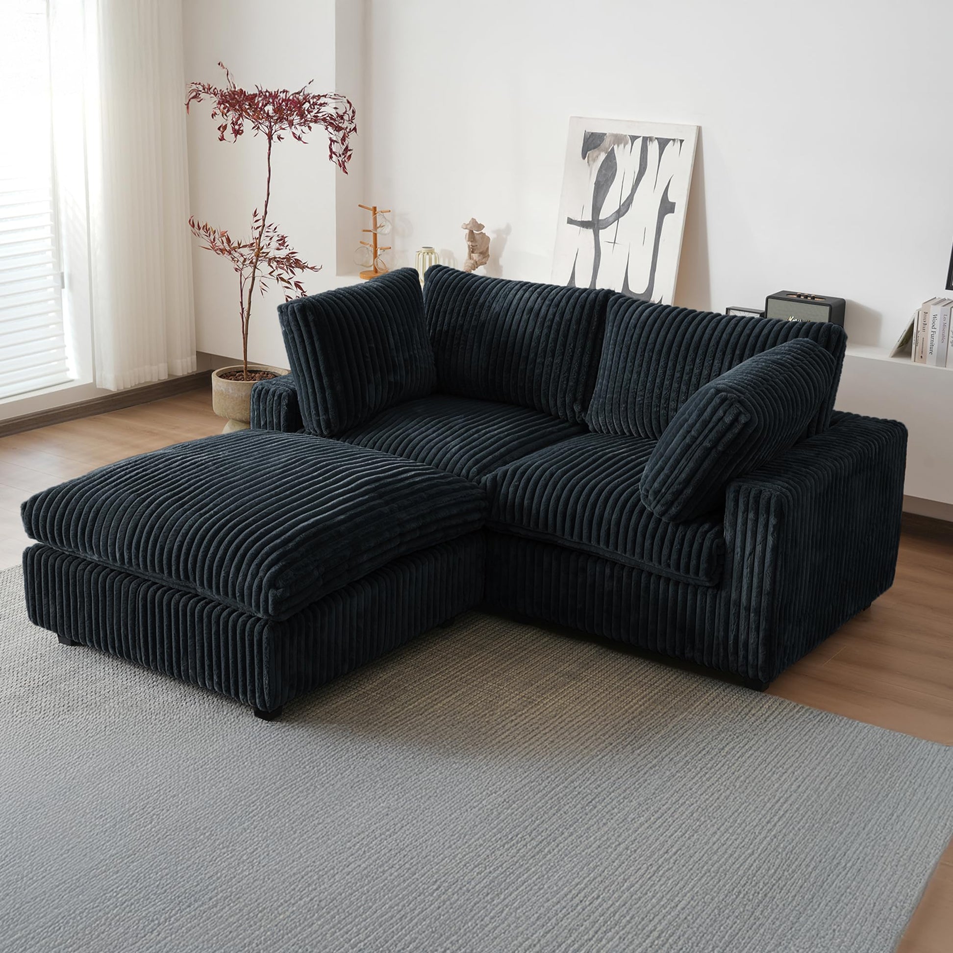 Cloud Couch Modular Sectional Sofa,157" Oversized U Shaped Couch with Ottoman,6 Seater Convertible Sofa,Comfy Plush Couches for Living Room,Covers Washable&amp;Replaceable (White)